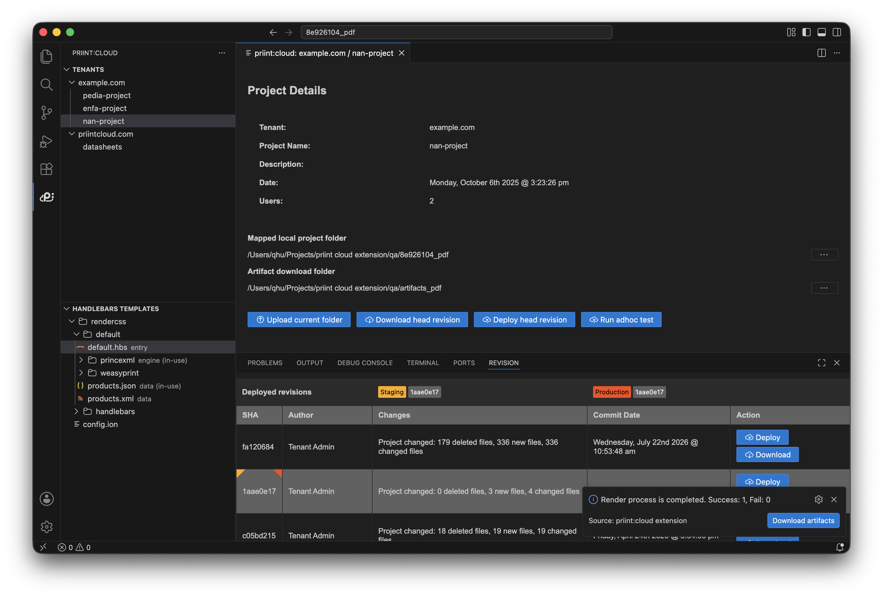 Adhoc deploy notification