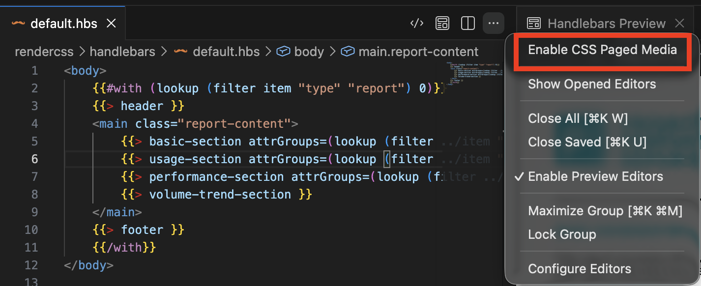 CSS Paged Media toggle