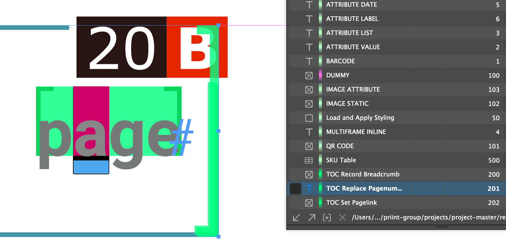 TOC-entry-template with placeholder to replace pagenumber